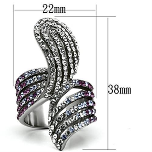 TK691 - High polished (no plating) Stainless Steel Ring with Top Grade Crystal  in Multi Color-1