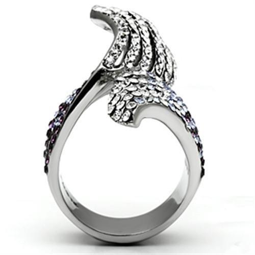 TK691 - High polished (no plating) Stainless Steel Ring with Top Grade Crystal  in Multi Color-2