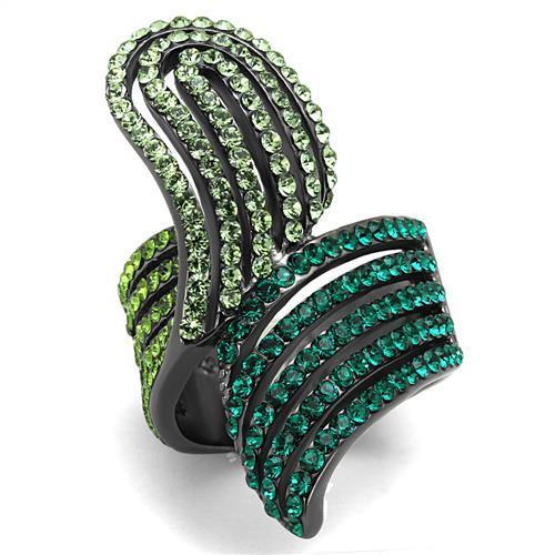 TK691LJ - IP Light Black  (IP Gun) Stainless Steel Ring with Top Grade Crystal  in Multi Color-0