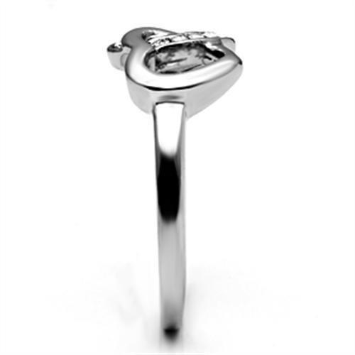 TK695 - High polished (no plating) Stainless Steel Ring with Top Grade Crystal  in Clear-3