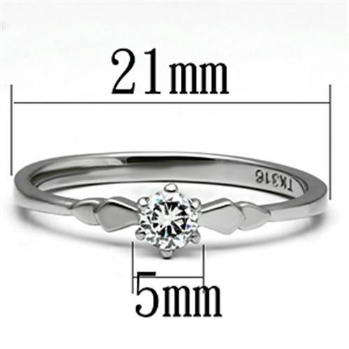 TK697 - High polished (no plating) Stainless Steel Ring with AAA Grade CZ  in Clear-1