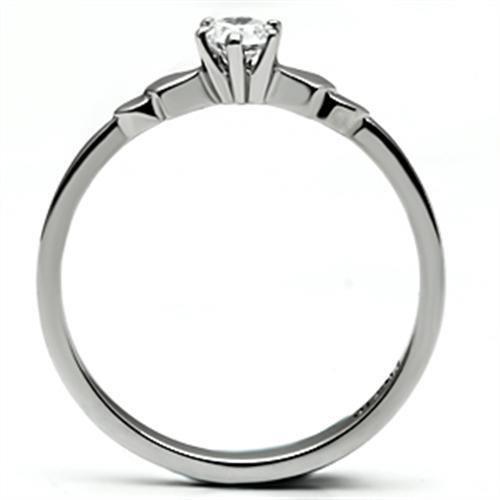 TK697 - High polished (no plating) Stainless Steel Ring with AAA Grade CZ  in Clear-2