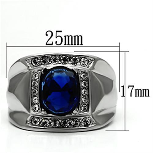 TK699 - High polished (no plating) Stainless Steel Ring with Synthetic Synthetic Glass in Montana-1