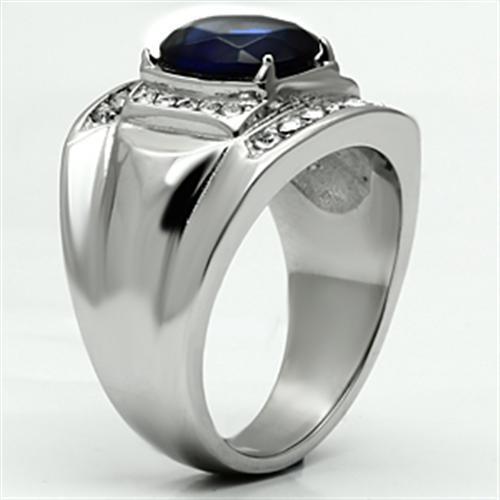 TK699 - High polished (no plating) Stainless Steel Ring with Synthetic Synthetic Glass in Montana-3
