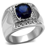 TK699 - High polished (no plating) Stainless Steel Ring with Synthetic Synthetic Glass in Montana-0