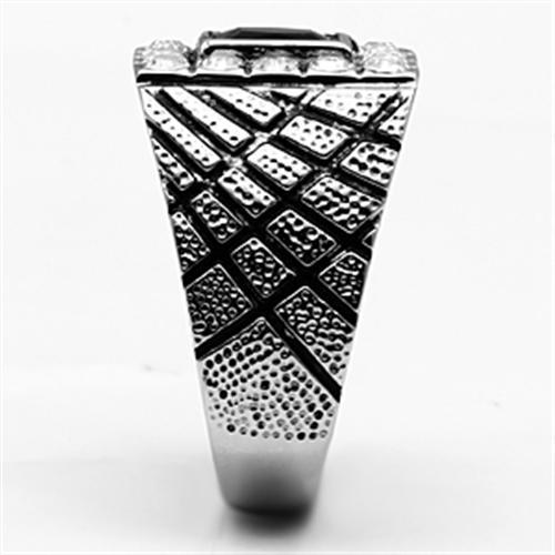 TK700 - High polished (no plating) Stainless Steel Ring with Synthetic Synthetic Glass in Jet-3