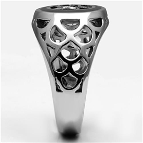 TK706 - High polished (no plating) Stainless Steel Ring with Top Grade Crystal  in Clear-3