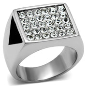 TK707 - High polished (no plating) Stainless Steel Ring with Top Grade Crystal  in Clear-0