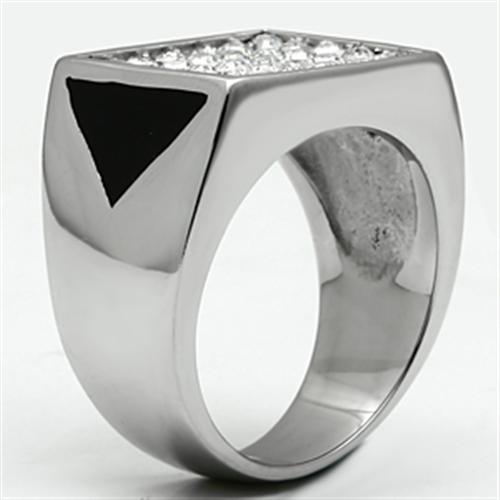 TK707 - High polished (no plating) Stainless Steel Ring with Top Grade Crystal  in Clear-3