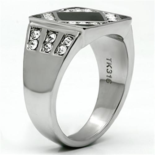 TK710 - High polished (no plating) Stainless Steel Ring with Top Grade Crystal  in Clear-3