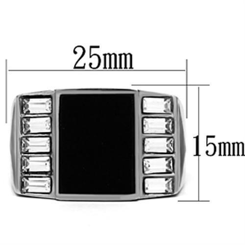TK712 - High polished (no plating) Stainless Steel Ring with Top Grade Crystal  in Clear-1