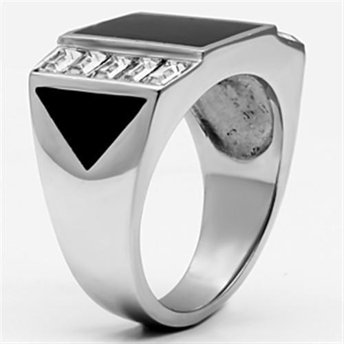 TK712 - High polished (no plating) Stainless Steel Ring with Top Grade Crystal  in Clear-3