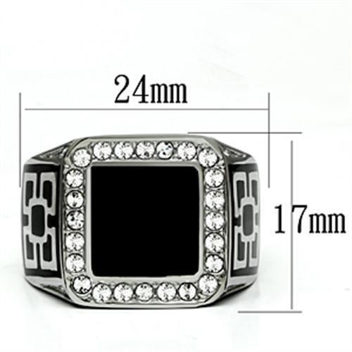 TK713 - High polished (no plating) Stainless Steel Ring with Top Grade Crystal  in Clear-1