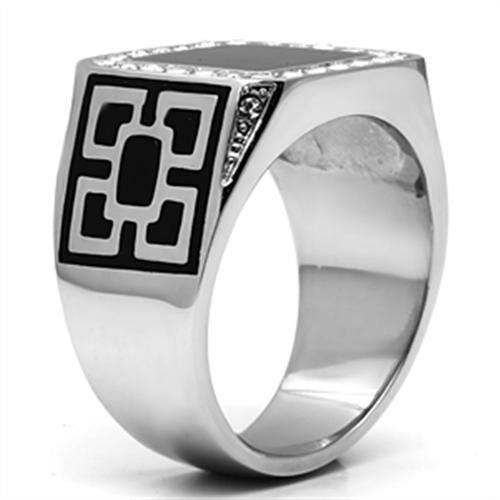 TK713 - High polished (no plating) Stainless Steel Ring with Top Grade Crystal  in Clear-3