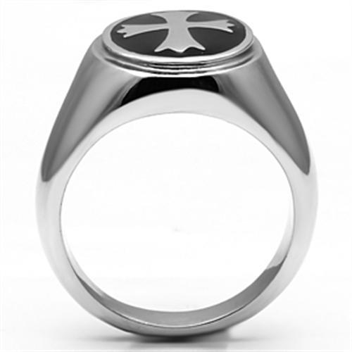 TK714 - High polished (no plating) Stainless Steel Ring with Epoxy  in Jet-2