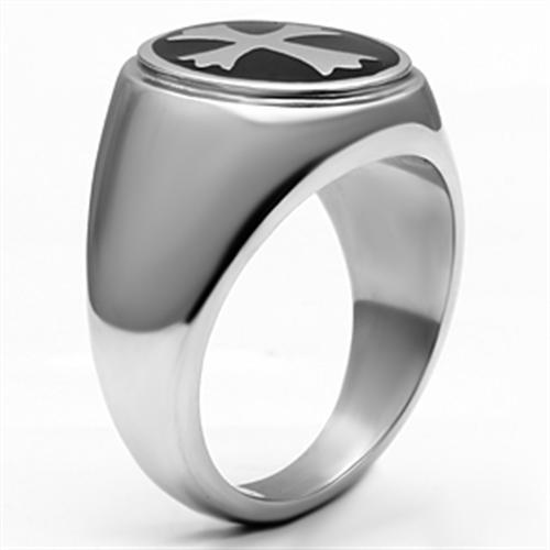 TK714 - High polished (no plating) Stainless Steel Ring with Epoxy  in Jet-3