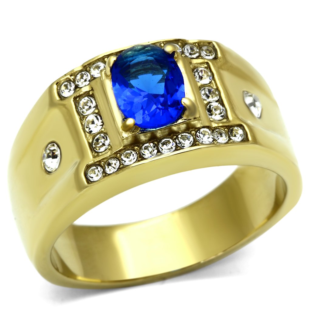 TK715 - IP Gold(Ion Plating) Stainless Steel Ring with Synthetic Synthetic Glass in Montana-0