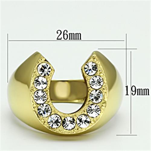 TK717 - IP Gold(Ion Plating) Stainless Steel Ring with Top Grade Crystal  in Clear-1