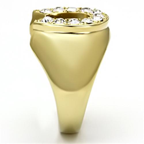 TK717 - IP Gold(Ion Plating) Stainless Steel Ring with Top Grade Crystal  in Clear-3