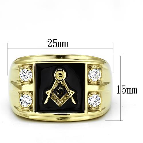 TK719 - IP Gold(Ion Plating) Stainless Steel Ring with AAA Grade CZ  in Clear-1
