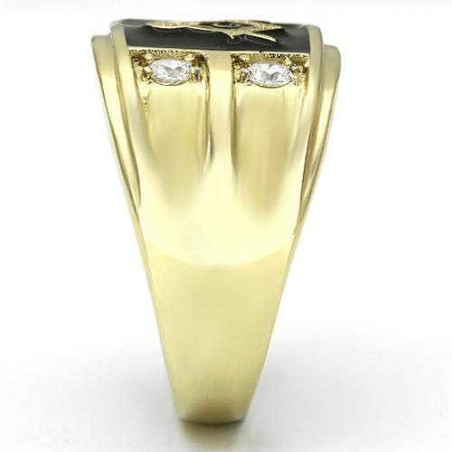 TK719 - IP Gold(Ion Plating) Stainless Steel Ring with AAA Grade CZ  in Clear-3