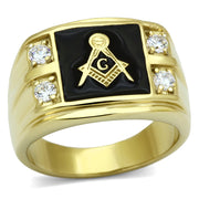 TK719 - IP Gold(Ion Plating) Stainless Steel Ring with AAA Grade CZ  in Clear-0