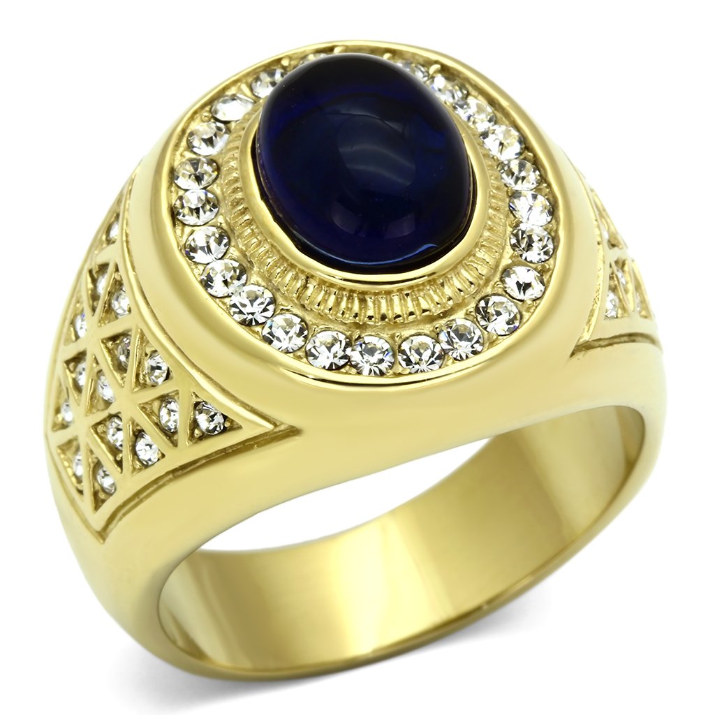 TK720 - IP Gold(Ion Plating) Stainless Steel Ring with Synthetic Synthetic Glass in Montana-0