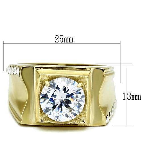 TK721 - IP Gold(Ion Plating) Stainless Steel Ring with AAA Grade CZ  in Clear-1