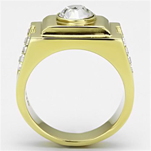 TK725 - IP Gold(Ion Plating) Stainless Steel Ring with Top Grade Crystal  in Clear-2