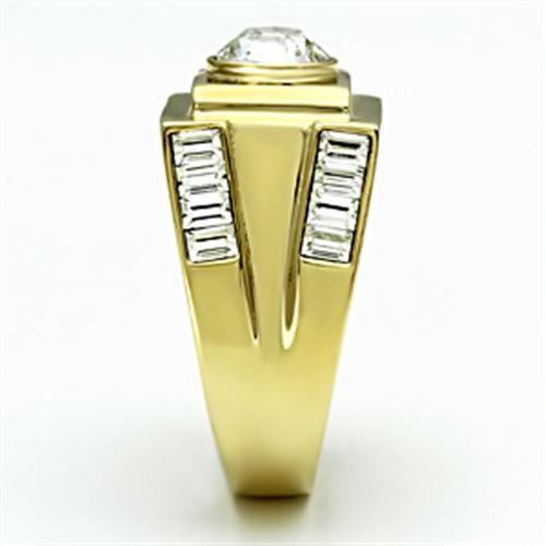 TK725 - IP Gold(Ion Plating) Stainless Steel Ring with Top Grade Crystal  in Clear-3