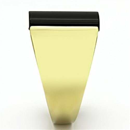 TK726 - IP Gold(Ion Plating) Stainless Steel Ring with Semi-Precious Onyx in Jet-3