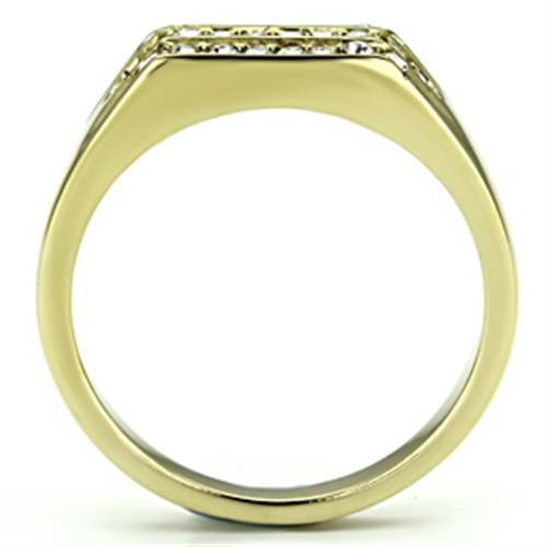 TK727 - IP Gold(Ion Plating) Stainless Steel Ring with Top Grade Crystal  in Clear-2