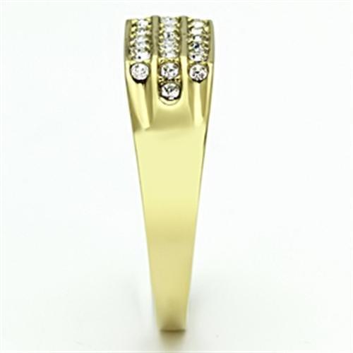 TK727 - IP Gold(Ion Plating) Stainless Steel Ring with Top Grade Crystal  in Clear-3