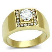 TK728 - IP Gold(Ion Plating) Stainless Steel Ring with AAA Grade CZ  in Clear-0