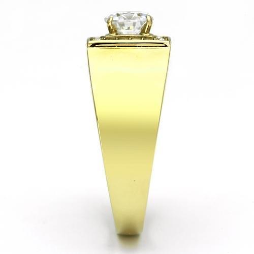 TK728 - IP Gold(Ion Plating) Stainless Steel Ring with AAA Grade CZ  in Clear-3