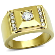 TK732 - IP Gold(Ion Plating) Stainless Steel Ring with AAA Grade CZ  in Clear-0