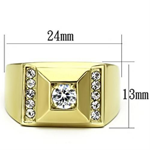 TK732 - IP Gold(Ion Plating) Stainless Steel Ring with AAA Grade CZ  in Clear-1