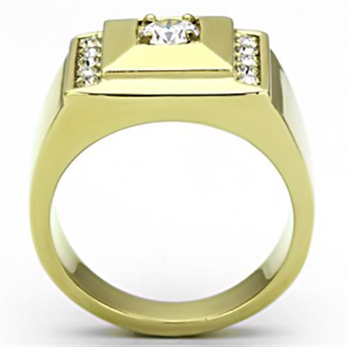 TK732 - IP Gold(Ion Plating) Stainless Steel Ring with AAA Grade CZ  in Clear-2
