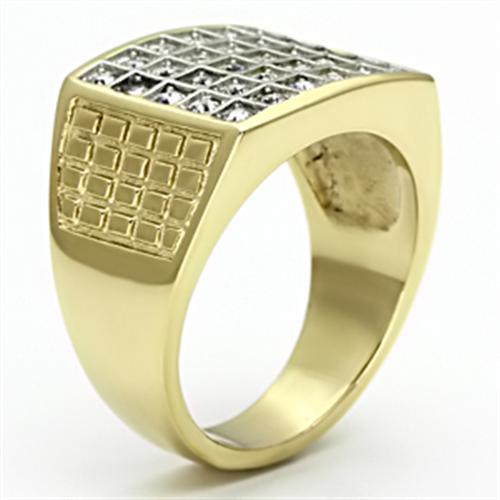 TK734 - Two-Tone IP Gold (Ion Plating) Stainless Steel Ring with Top Grade Crystal  in Clear-3
