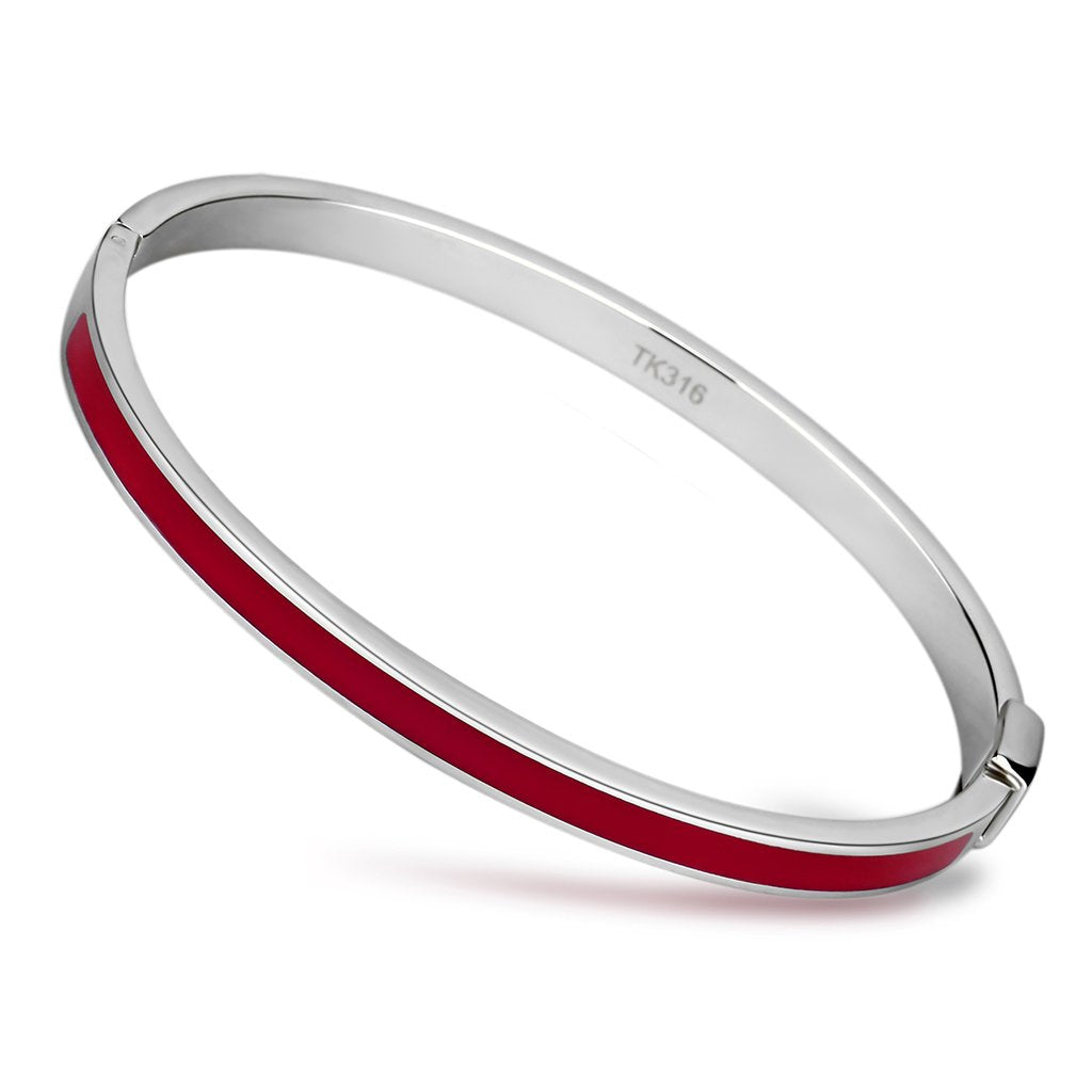 TK744 - High polished (no plating) Stainless Steel Bangle with Epoxy  in Siam-0