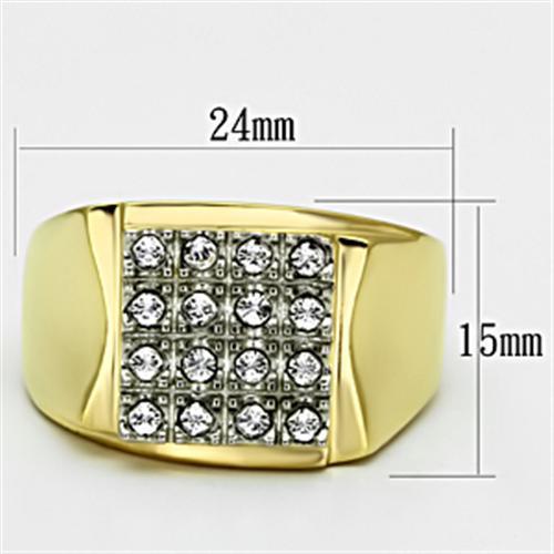 TK751 - Two-Tone IP Gold (Ion Plating) Stainless Steel Ring with Top Grade Crystal  in Clear-1