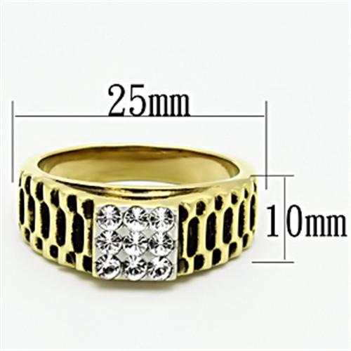 TK753 - Two-Tone IP Gold (Ion Plating) Stainless Steel Ring with Top Grade Crystal  in Clear-1