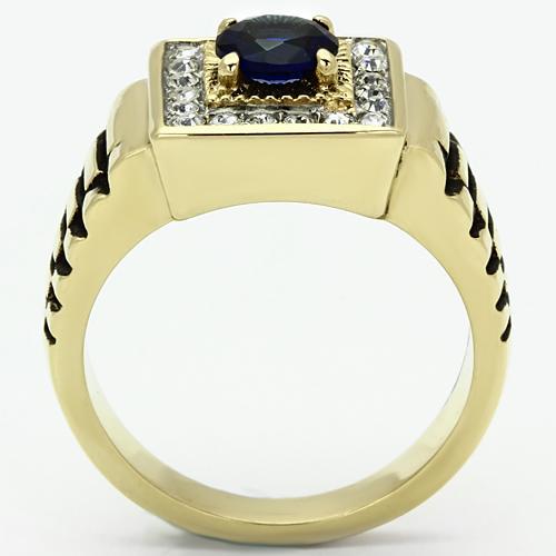 TK754 - Two-Tone IP Gold (Ion Plating) Stainless Steel Ring with Synthetic Synthetic Glass in Montana-2