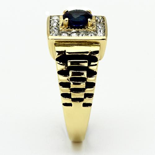 TK754 - Two-Tone IP Gold (Ion Plating) Stainless Steel Ring with Synthetic Synthetic Glass in Montana-3