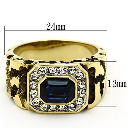 TK756 - Two-Tone IP Gold (Ion Plating) Stainless Steel Ring with Top Grade Crystal  in Montana-1
