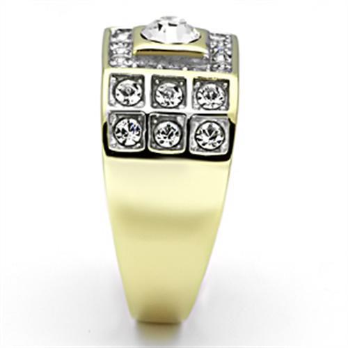 TK762 - Two-Tone IP Gold (Ion Plating) Stainless Steel Ring with Top Grade Crystal  in Clear-3