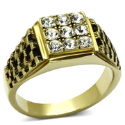 TK765 - IP Gold(Ion Plating) Stainless Steel Ring with Top Grade Crystal  in Clear-0
