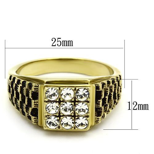 TK765 - IP Gold(Ion Plating) Stainless Steel Ring with Top Grade Crystal  in Clear-1