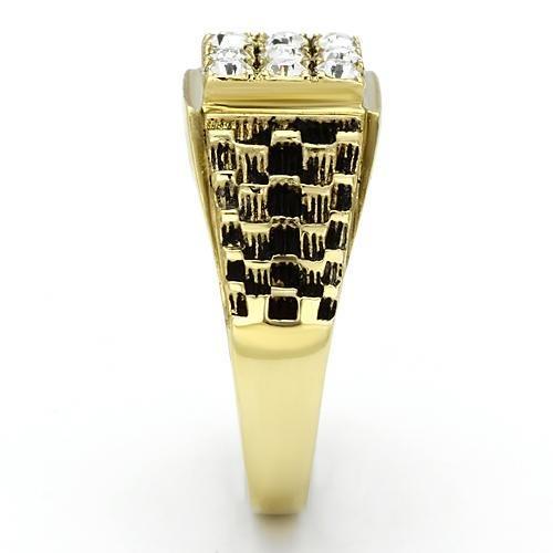 TK765 - IP Gold(Ion Plating) Stainless Steel Ring with Top Grade Crystal  in Clear-3