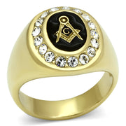 TK766 - IP Gold(Ion Plating) Stainless Steel Ring with Top Grade Crystal  in Clear-0